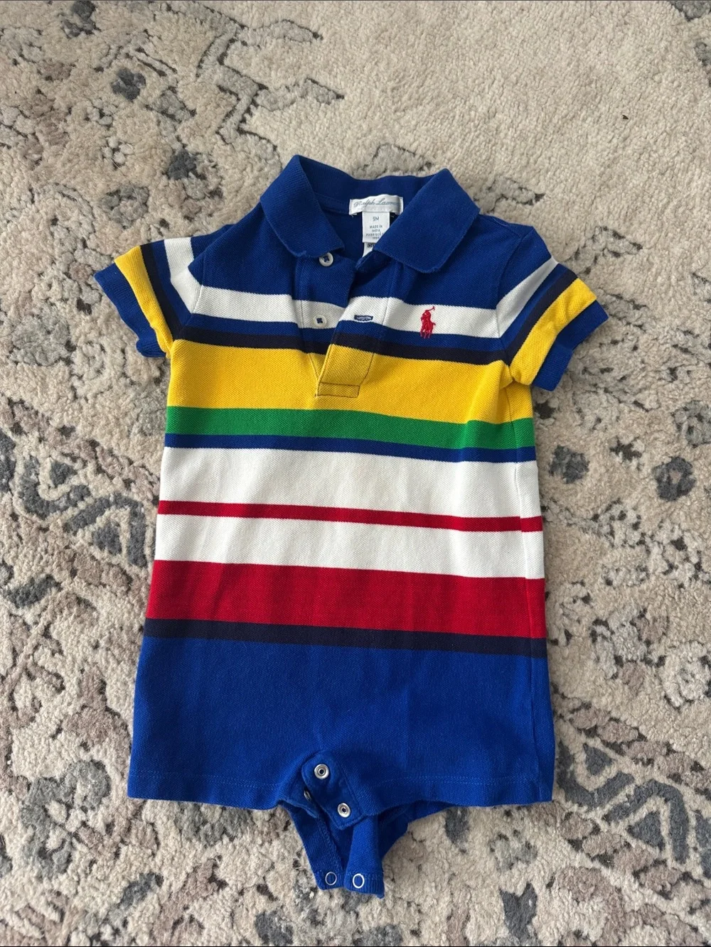 Lot of 4 Pieces Ralph Lauren Blue Striped Kids Boys Onesie Romper 9M